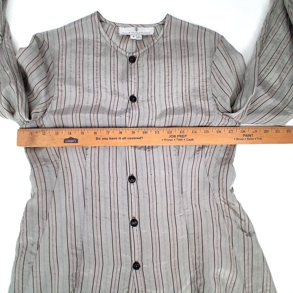 Shack Incorporated J Morgan Puett Taupe Striped Rayon Tunic Top Long Sleeve  S - Picture 10 of 11